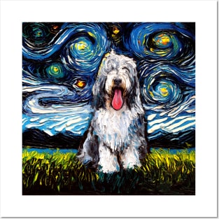 Bearded Collie Night Posters and Art